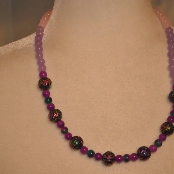 Purple Gradient Bauble and Bead Necklace - Picture 2 of 8